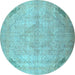 Round Persian Light Blue Traditional Rug, tr3275lblu