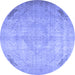Round Persian Blue Traditional Rug, tr3275blu