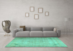 Machine Washable Persian Turquoise Traditional Area Rugs in a Living Room,, wshtr3275turq