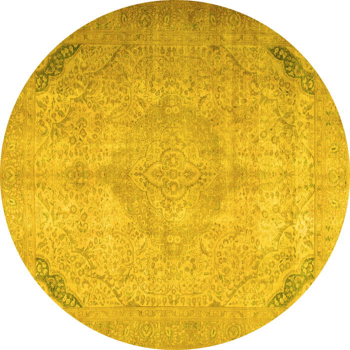 Round Persian Yellow Traditional Rug, tr3275yw