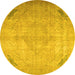 Round Persian Yellow Traditional Rug, tr3275yw