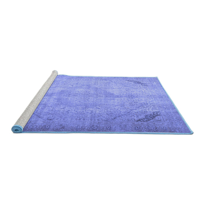 Sideview of Machine Washable Persian Blue Traditional Rug, wshtr3275blu