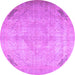 Round Machine Washable Persian Purple Traditional Area Rugs, wshtr3275pur