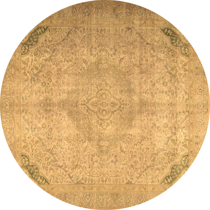 Round Persian Brown Traditional Rug, tr3275brn