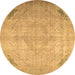 Round Persian Brown Traditional Rug, tr3275brn