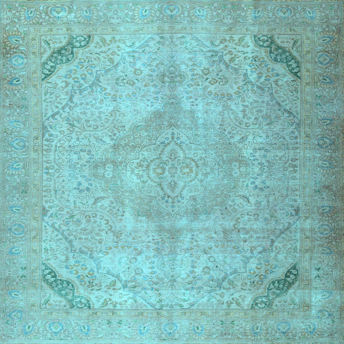 Square Machine Washable Persian Light Blue Traditional Rug, wshtr3275lblu