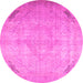 Round Machine Washable Persian Pink Traditional Rug, wshtr3275pnk