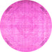 Round Persian Pink Traditional Rug, tr3275pnk