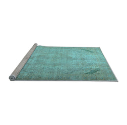 Sideview of Machine Washable Persian Light Blue Traditional Rug, wshtr3275lblu