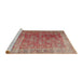 Sideview of Machine Washable Traditional Light Copper Gold Rug, wshtr3276