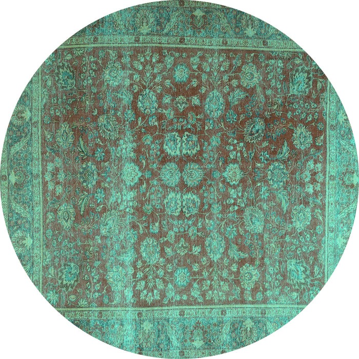 Round Persian Turquoise Traditional Rug, tr3276turq