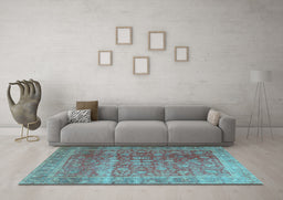 Machine Washable Persian Light Blue Traditional Rug in a Living Room, wshtr3276lblu