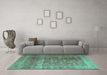 Machine Washable Persian Turquoise Traditional Area Rugs in a Living Room,, wshtr3276turq