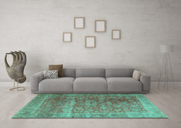 Machine Washable Persian Turquoise Traditional Area Rugs in a Living Room,, wshtr3276turq