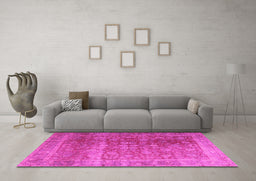 Machine Washable Persian Pink Traditional Rug in a Living Room, wshtr3276pnk