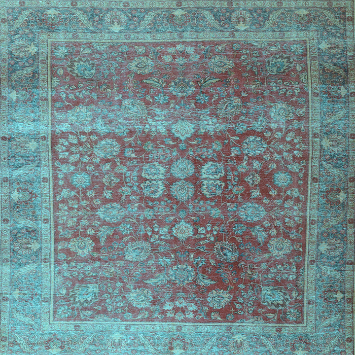 Square Machine Washable Persian Light Blue Traditional Rug, wshtr3276lblu