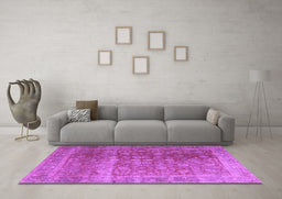 Machine Washable Persian Purple Traditional Area Rugs in a Living Room, wshtr3276pur