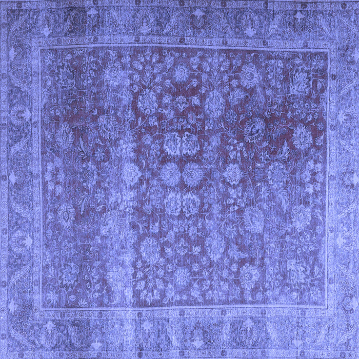 Square Machine Washable Persian Blue Traditional Rug, wshtr3276blu