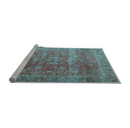 Sideview of Machine Washable Persian Light Blue Traditional Rug, wshtr3276lblu