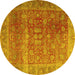 Round Persian Yellow Traditional Rug, tr3276yw