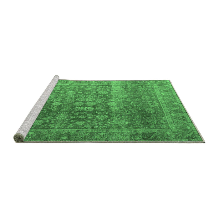 Sideview of Machine Washable Persian Emerald Green Traditional Area Rugs, wshtr3276emgrn
