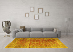Machine Washable Persian Yellow Traditional Rug in a Living Room, wshtr3276yw