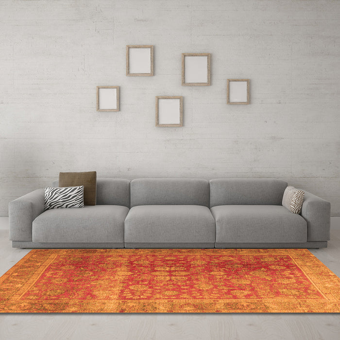 Machine Washable Persian Orange Traditional Area Rugs in a Living Room, wshtr3276org
