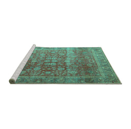 Sideview of Machine Washable Persian Turquoise Traditional Area Rugs, wshtr3276turq
