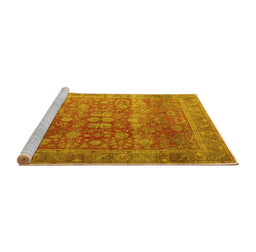 Sideview of Machine Washable Persian Yellow Traditional Rug, wshtr3276yw