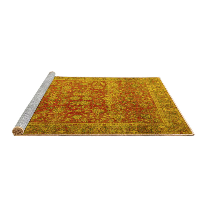 Sideview of Machine Washable Persian Yellow Traditional Rug, wshtr3276yw