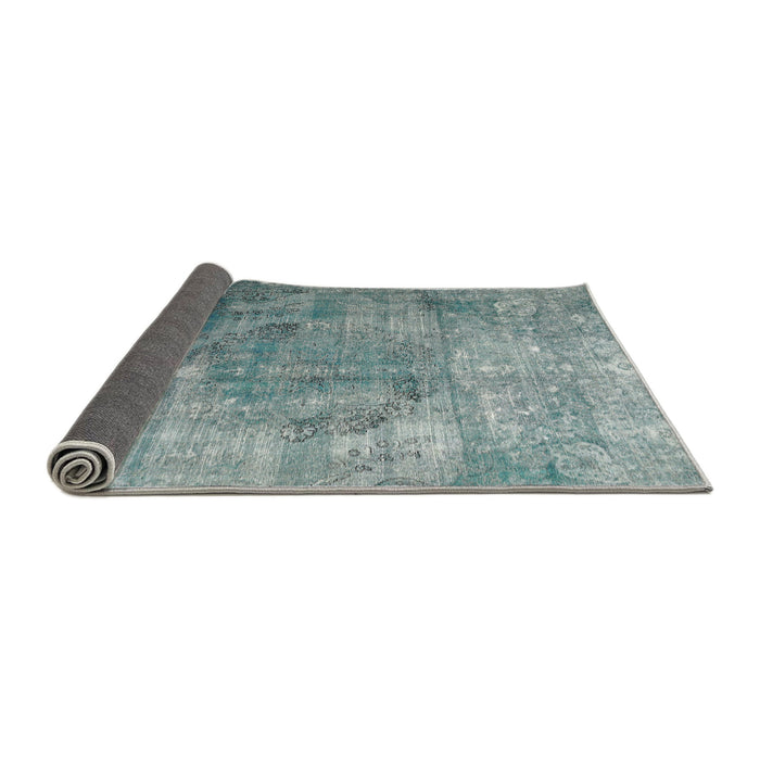 Sideview of Traditional Grayish Turquoise Green Persian Rug, tr3277