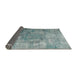 Sideview of Traditional Grayish Turquoise Green Persian Rug, tr3277