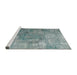 Sideview of Machine Washable Traditional Grayish Turquoise Green Rug, wshtr3277