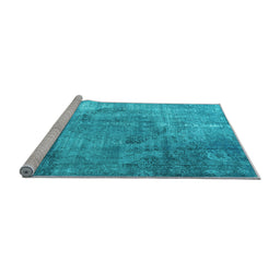 Sideview of Machine Washable Persian Light Blue Bohemian Rug, wshtr3277lblu