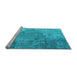 Sideview of Machine Washable Persian Light Blue Bohemian Rug, wshtr3277lblu