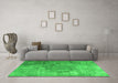 Machine Washable Persian Green Bohemian Area Rugs in a Living Room,, wshtr3277grn
