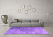 Machine Washable Persian Purple Bohemian Area Rugs in a Living Room, wshtr3277pur