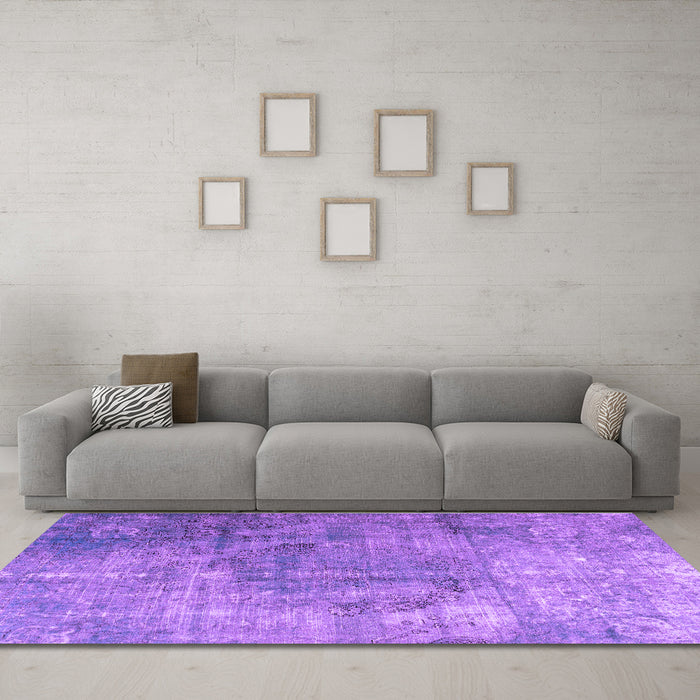 Machine Washable Persian Purple Bohemian Area Rugs in a Living Room, wshtr3277pur