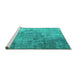 Sideview of Machine Washable Persian Turquoise Bohemian Area Rugs, wshtr3277turq