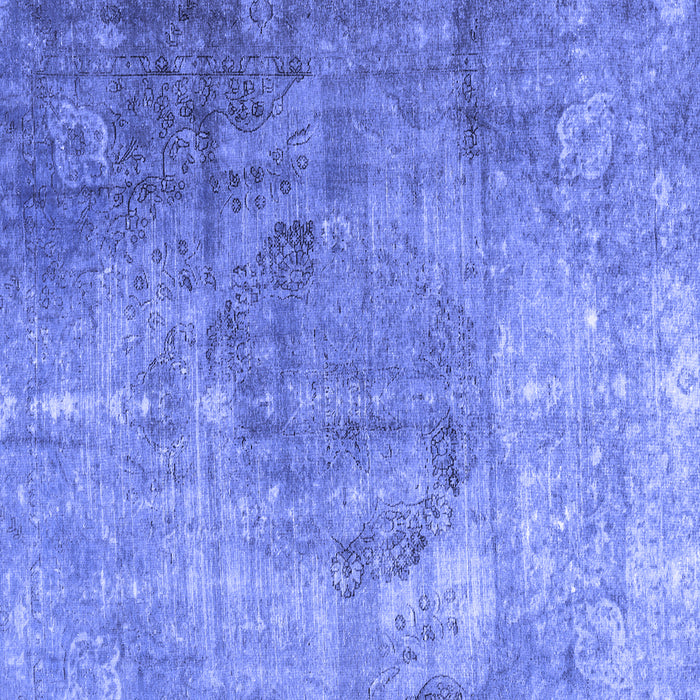 Square Machine Washable Persian Blue Bohemian Rug, wshtr3277blu