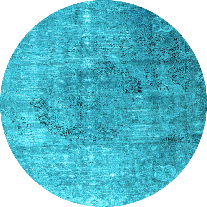 Round Machine Washable Persian Light Blue Bohemian Rug, wshtr3277lblu