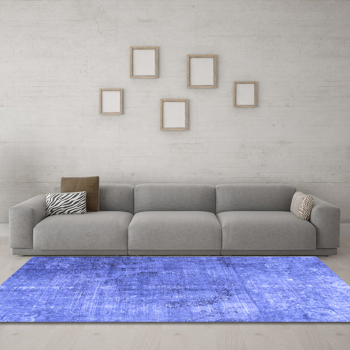 Machine Washable Persian Blue Bohemian Rug in a Living Room, wshtr3277blu
