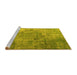 Sideview of Machine Washable Persian Yellow Bohemian Rug, wshtr3277yw