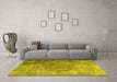 Machine Washable Persian Yellow Bohemian Rug in a Living Room, wshtr3277yw