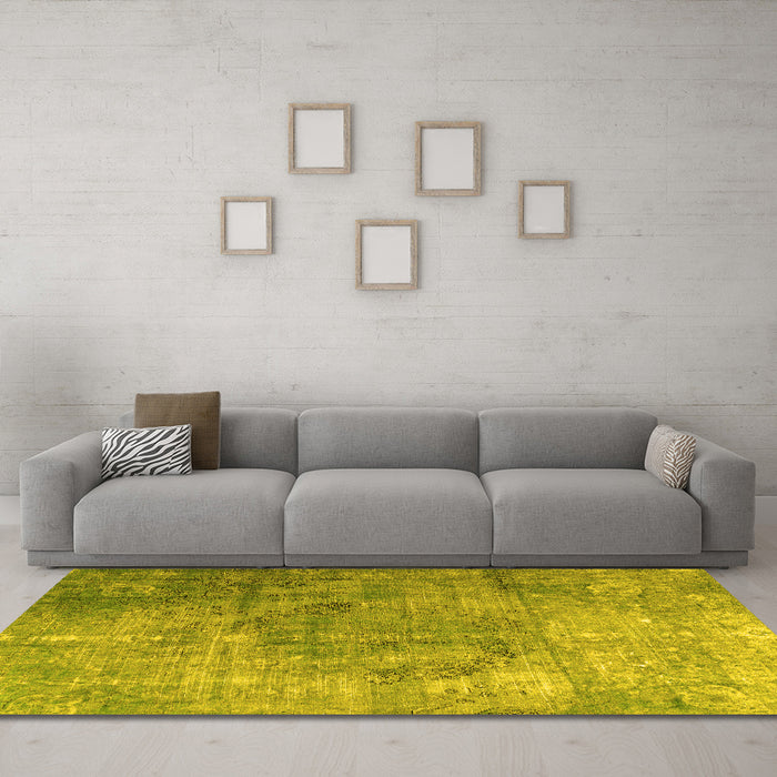 Machine Washable Persian Yellow Bohemian Rug in a Living Room, wshtr3277yw