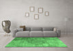 Machine Washable Persian Emerald Green Bohemian Area Rugs in a Living Room,, wshtr3277emgrn