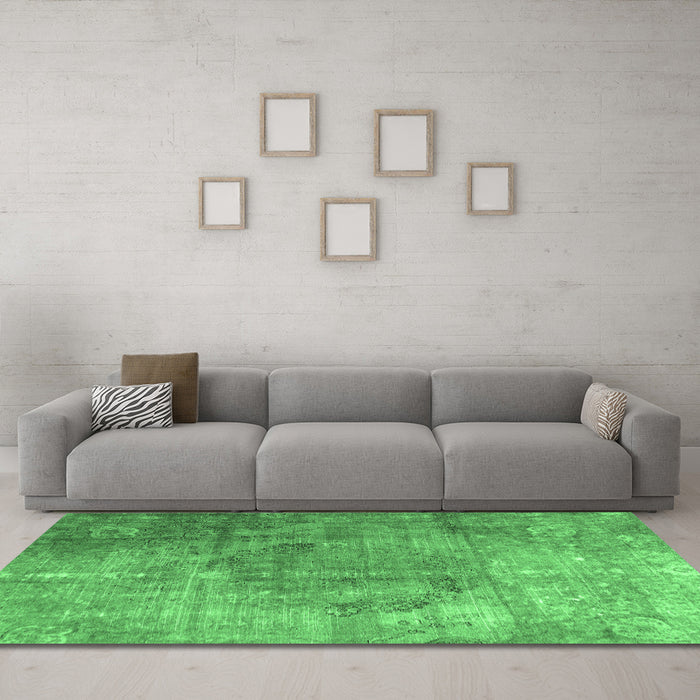 Machine Washable Persian Emerald Green Bohemian Area Rugs in a Living Room,, wshtr3277emgrn