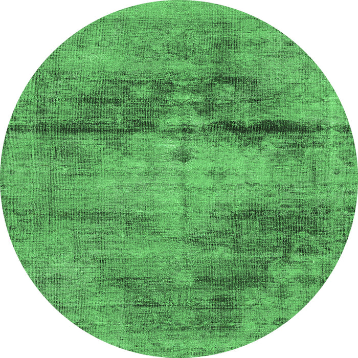 Round Machine Washable Persian Emerald Green Traditional Area Rugs, wshtr3278emgrn