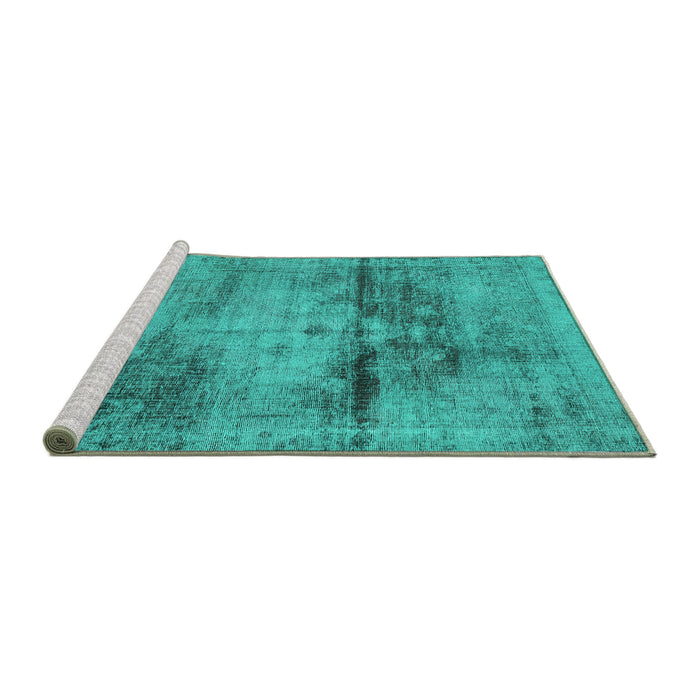 Sideview of Machine Washable Persian Turquoise Traditional Area Rugs, wshtr3278turq
