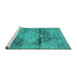 Sideview of Machine Washable Persian Turquoise Traditional Area Rugs, wshtr3278turq